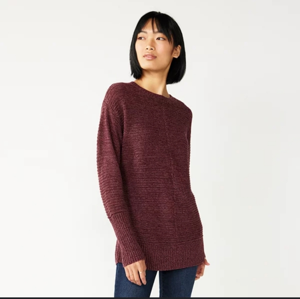 Nine West Plum Mauve Marl Essential Tunic Sweater - Size Large